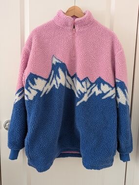 Lazy Oaf Pink And Blue Mountain Fleece